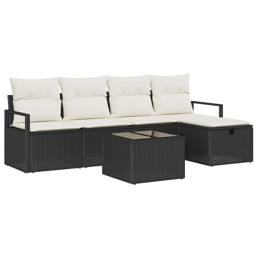 Garten-Sofa-Set 6 pcs Schwarz und Creme 230 x 117 x 85 cm
